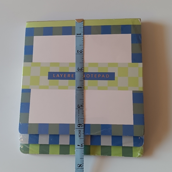 NEW Eccolo Layered Notepad Checkerboard Boarder Blue Green White Unlined Pages - Picture 4 of 5